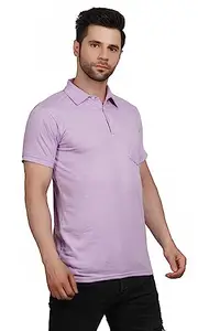 black cool Men's Solid Polo T-Shirt Slim Fit (M, Lavender)