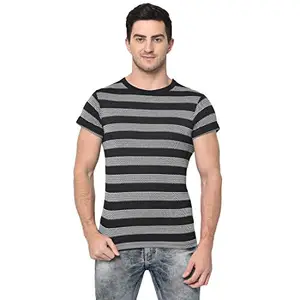 Mack Jonney VIMAL JONNEY Men's Classic Fit T-Shirt (T_STRIPED_BLK0001-L_Black_Large)