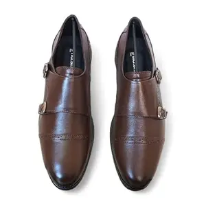 PHABHU Handmade Premium Monk Shoes for Men - Formal Original Brown Leather Slip On Shoe - Stylish Office Party Double Monk Strap Shoe (Brown, UK Footwear Size System, Adult, Men, Numeric, Medium, 10)
