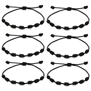 Merchies™ Handmade 7-Knot Black String Bracelet | Nazar Dhaga for Evil Eye Protection, Mangal Dosha Remedy & Good Luck | Adjustable Spiritual Amulet for Men & Women | Talisman for Positive Energy (Pack of 3)