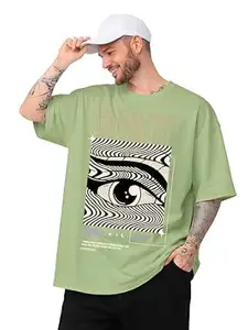 ENCIGER Men Oversized Cotton T-Shirt | Drop Shoulder Graphic Printed Loose Fit Casual Streetwear Tee for Men