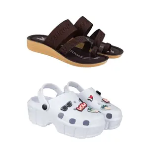 ZENWEAR Extra Soft Classic Casual wear with Flexibility Technology Heel Combo for Women's/Girl's(6141+2013)(5) Multicolor