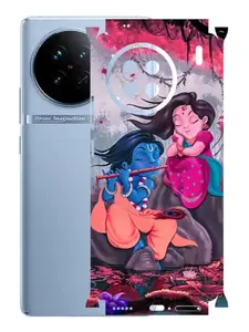 AtOdds - VIVO X90 - Mobile Back Skin Sticker - Lamination - Rear Screen Guard Protector Film Wrap (Coverage - Back+Camera+Sides) (Design - Radha Krishan)
