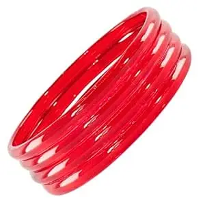 STYOLLO Viral Plain Transparent Glass Kada Set For Women & Girls | Kanch Kada For Girls | Daily Ethnic Traditional Jewelry | Glossy Classic Fashion Kangan For Wedding, Festive & Parties - Set Of 4