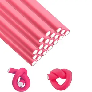 SWEETPEA� Flexible Curling Rods Flexi Rods Hair Curlers Set,Twist Foam Hair Rollers No Heat Hair Curlers Rollers,Steel Pintail, Rat Tail Comb for Short and Long Hair(0.78 X 7 INCH(EXTRA LARGE) 10PCS)