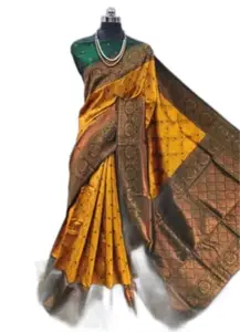 Pure Soft Silk Lightweight Banarasi (Mustard,Green) Wedding Bridal Wear Designer Ethnic Saree Available At Low Prices