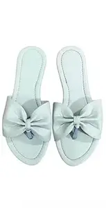 Women's Bow Slide Sandals, Flat Slip-On Slippers