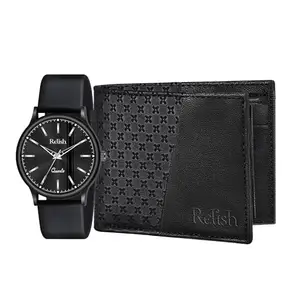 Relish Men's Black Watch, Wallet Combo | Gift Hamper for Brother, Husband and Boyfriend.