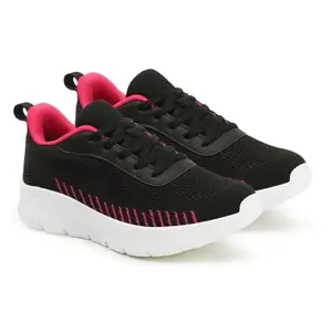 Carlton London Women Black-Pink Comfortable Lace-Up Snakeer with Heels, for for Casual, Walking & Daily Use (6)