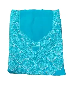 RITZY FASHION Women's georgette Unstitched Salwar Suit Dress Material with Dupatta (Color: Firoji)