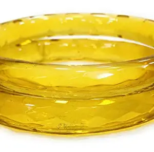 Prem Bangles Clear Glass Bangles For Women (Yellow, 2.4)