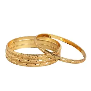ACCESSHER Set Of 4 Matte Gold-Plated Handcrafted Bangles Set For Women - 2.4 |Gifting for Karwachauth|