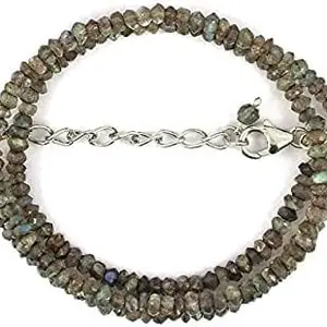 Natural Labradorite Beads Necklace 4-5mm Beach Size 18 inch -Roundelle Faceted Labradorite Jewelry - Ladies Necklace-For Gift