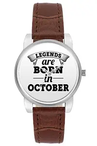 BIGOWL Wrist Watch for Women Legends are Born in October Branded Fashion Watches for Girls - Best Casual Analog Leather Band Watch (Perfect Birthday Month Gift)