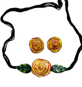Yellow Rose with Black Tarcel Jewellery