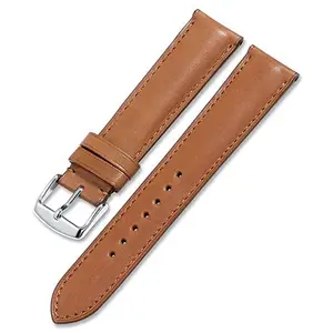 Ewatchaccessories 24mm Genuine Leather Watch Band Strap Fits Pilot, Navitimer, Colt, Chronomat, Abyss, Hercules, 100 Tan Silver Buckle