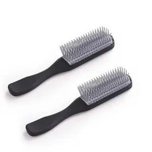 Homestic Hair Brush | Bristles Brush | Hair Brush with Paddle | Brush for Curly wavy Hairs | Suitable For All Hair Types | Hair Brush Styling Hair | 2 Piece | C19BLK | Black
