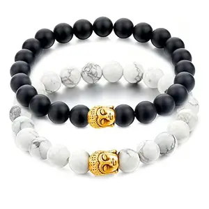 The Bling Stores Unisex Adult's Natural Healing Stones Budhha Charm Couple Bracelets