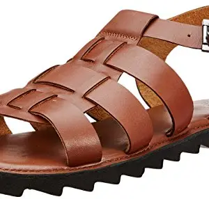 Carlton London Men's Phelix Tan Leather Sandals and Floaters - 10 UK/India (44 EU)