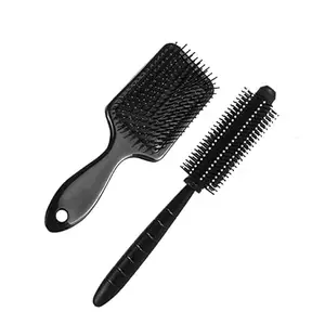 GITGRNTH 2 Pieces Paddle Hair Brush Comb With Round Rolling Curling Roller Comb For Men And Women