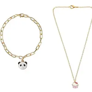EnlightenMani Sweetheart Jewelry Gift ~ Panda Bracelet & Hello Kitty Necklace