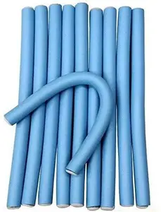 GLAMEZONE Holding Hair Curling Flexi rods Hair Curler (Blue)