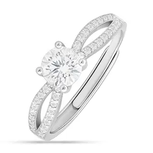 ZAVYA Promise of Forever Solitaire Rhodium Plated Ring (Adjustable) | Gift for her