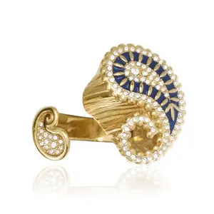 Shaze Erba Ring | Enamelled Ring | Made of Brass | Ring | Color - Gold and Blue