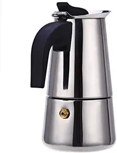 divinezon Stainless Steel Espresso Coffee Maker/Percolator Coffee Moka Pot Maker| Silver| 9.2 x 5.4 x 4.7 inch|