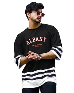 Noble Monk Men's Loose Fit T-Shirt (T608_nm_Black White