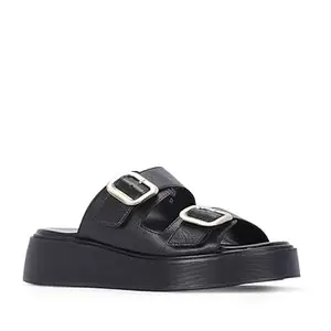 VIVILBLU Women Flat Sandals with Buckle Closure | Cushioned Footbed | Open-Toe Casual & Flats