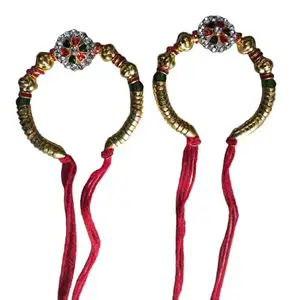 RajRekha Rudraksha AD Ring and Modish Pearl Rakhi (Set of2) with Roli Chawal Rakshabandhan Rakhi for Bhaiya Bhai Rakhi(Bracelet06)
