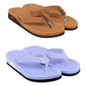 Dashny Women's (1435-1531) |Extra Super Soft Comfortable Slippers | Tan Lavender Casual Slides Slippers 6 UK