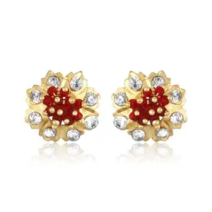 VFJ VIGHNAHARTA FASHION JEWELLERY Vighnaharta Stud Alloy Gold Plated Earrings for Women & Girls [VFJ2775ERG-RED]
