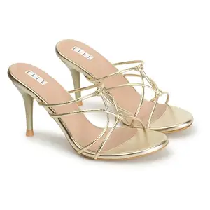 Elle Women's Slip On Heel Sandals Colour-Gold, Size-UK 5