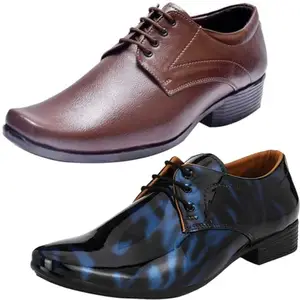 Vitoria Derby Shoes for Men | Shoes for Men with PU Sole | Comfortable & Lightweight |Durable & Trendy Design | Color : Multicolor | Size : 10, VTR_101BkBu_VTR_1004Brwn_2S_10