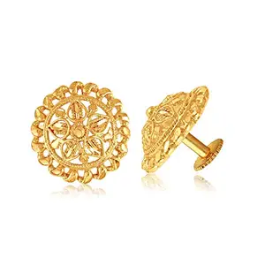 VSHINE FASHION JEWELLERY Traditional South Screw Back gold & Micron Plated Round Earring wedding Ethnic Indian jewellery Studs Ear rings Micro Stud Set Fashion Jewellery for Women & Girls-VSER1270G
