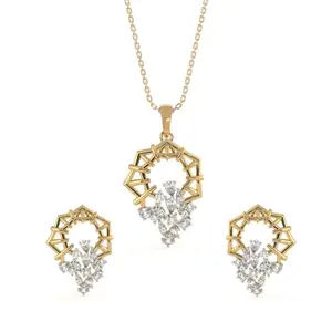 Clara 925 Sterling Silver Alba Pendant Earring Chain Jewellery Set | Gold Rhodium Plated, Swiss Zirconia | Gift for Women & Girls