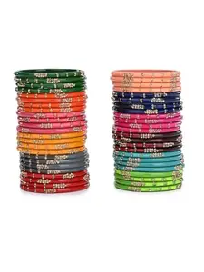 1st Time Stylish Metal Bangle/Kada- Perfect For Party, Celebrations, Wedding & Functions, Multicolor, Combo Of 12 Set, Each Set In 4 Bangles- C11