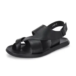 HITZ Men's Black Leather Casual Sandals