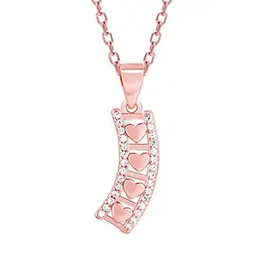 GIVA 925 Silver Rose Gold Heart Line Pendant with Link Chain | Gifts for Girlfriend,Pendant to Gift Women & Girls | With Certificate of Authenticity and 925 Stamp | 6 Months Warranty*