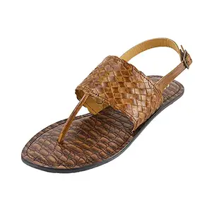 Catwalk Women's Indian Kholapuris T-Strap Flats Brown Leather Slipper (5767BR)