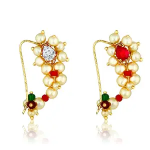 Amaal Traditional Jewellery Gold Plated Maharashtrian Wedding Combo Nose pin/Nath Nose Ring for women girls (2 pcs) -NATH COMBO-A707
