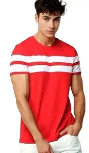 Elevate Your Style with Our Trendy Red Short Sleeve Men's T-Shirt. (Small, Red)