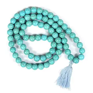 Reiki Crystal Products Turquoise Synthetic Mala Necklace Crystal Stone 10 mm Round Bead Mala for Unisex