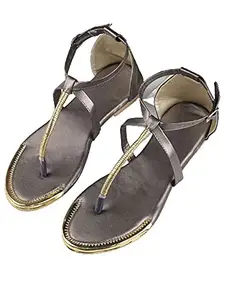WalkTrendy Womens Synthetic Dark-Grey Sandals - 4 UK (Wtwf401_Dark-Grey_37)