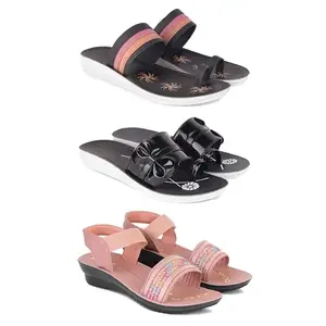 Women's Comfortable Sandal,Casual Lightweight Sandal for Everyday Wear | CL-(COMBO-3)-1992-1989-1936-7