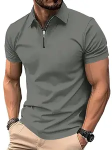 Noble Monk Men's Regular Fit Polo Neck T-Shirt | Half Sleeve | Casual T-Shirt Cement Grey