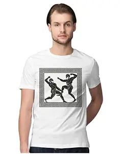 ALLEN BLACK Men's Regular Fit T-Shirt Greek Boing - Ancient Art 100% Cotton T-Shirt White_GRKBOX-White L Men Round_