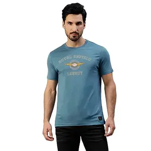 Royal Enfield Men's Regular Fit T-Shirt (TSA230010_Vintage Blue